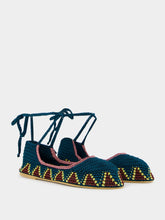 Kashura Handmade Seaweed blue Crochet Flat Ballerinas