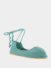 Kashura Handmade Flo Sage Crochet Flat Ballerinas
