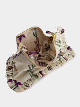 La DoubleJ Cream Mini Iris Embroidered Cotton Clutch