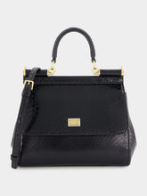 Dolce & Gabbana Black Medium Python Sicily Bag