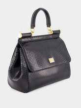 Dolce & Gabbana Black Medium Python Sicily Bag