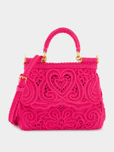 Dolce & Gabbana Fuxia Lace Cotton Top Handle Bag