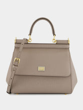 Dolce & Gabbana Taupe Small Dauphine Leather Sicily Bag