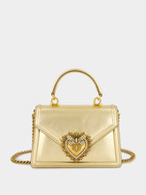Dolce & Gabbana Devotion Gold Leather Mini Handbag