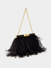 Dolce & Gabbana Black Medium Marlene Satin Shoulder Bag with Ostrich Feathers