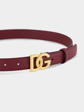 Dolce & Gabbana Bordeaux DG Logo Sunset Calfskin Belt