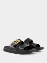Givenchy Black Dad Sandals in Brushed Leather