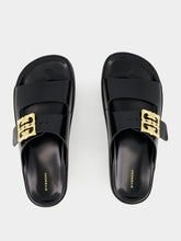 Givenchy Black Dad Sandals in Brushed Leather