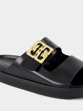 Givenchy Black Dad Sandals in Brushed Leather