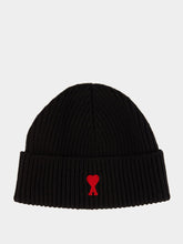 Ami Paris Black Wool Ami de Coeur Beanie