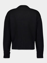 Ami Paris Black Logo-Intarsia Wool Cardigan