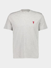 Ami Paris Grey Cotton Embroided T-Shirt