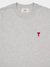 Ami Paris Grey Cotton Embroided T-Shirt
