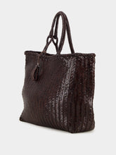 Lemaire Dark Brown Chevron Leather Tote