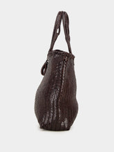 Lemaire Dark Brown Chevron Leather Tote