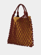 Paula Big Marble Coffee Bean Leather Macramé Maxi Purse