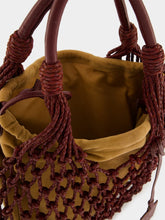 Paula Big Marble Coffee Bean Leather Macramé Maxi Purse