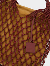 Paula Big Marble Coffee Bean Leather Macramé Maxi Purse