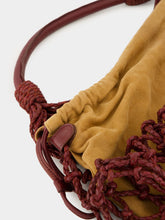 Paula Big Marble Coffee Bean Leather Macramé Maxi Purse