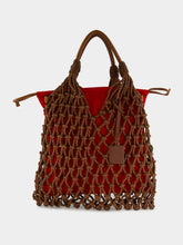 Paula Big Marble Red Dahlia Leather Macramé Maxi Purse
