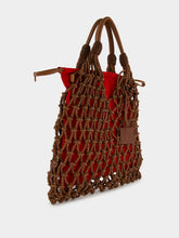 Paula Big Marble Red Dahlia Leather Macramé Maxi Purse