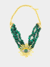 Begüm Khan Gold-Plated Eye of the Sun Choker in Malachite Green