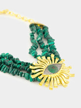 Begüm Khan Gold-Plated Eye of the Sun Choker in Malachite Green