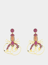 Begüm Khan Gold-Plated Lobster St. Barts Earrings in Burgundy