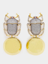 Begüm Khan Gold Pharaoh Party Earrings with Crystals