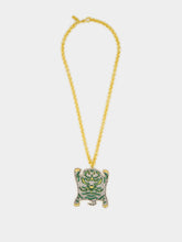 Gold-Plated Bengal Necklace in Crystal and Green