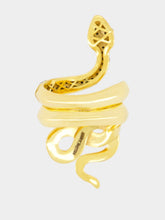 Begüm Khan Gold-Plated Snake Ring with Black Crystals