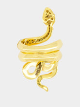 Begüm Khan Gold-Plated Snake Ring with Black Crystals
