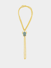 Begüm Khan Gold-Plated Scarab Hand Bracelet in Turquoise Blue