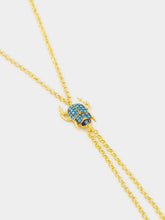 Begüm Khan Gold-Plated Scarab Hand Bracelet in Turquoise Blue