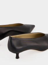 Le Monde Beryl Black Leather Babouche Kitten Pumps