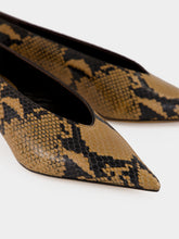 Le Monde Beryl Fango Snake-Effect Babouche Kitten Pumps