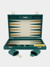 Hector Saxe Paris Avocado Green Large Grained Leather Backgammon