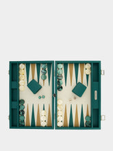 Hector Saxe Paris Avocado Green Large Grained Leather Backgammon