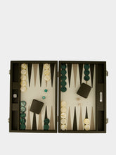 Hector Saxe Paris Kaki Foncé Large Grained Leather Backgammon Set