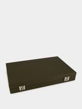 Hector Saxe Paris Kaki Foncé Large Grained Leather Backgammon Set