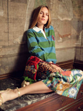 Paula Blusher Stripped Cashmere Polo Shirt