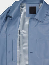 Givenchy Leather Overshirt in Grey Blue