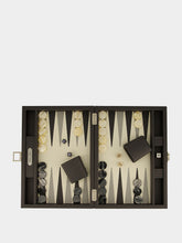 Hector Saxe Paris Anthracite Grey Medium Leather Backgammon Set