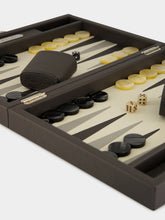 Hector Saxe Paris Anthracite Grey Medium Leather Backgammon Set