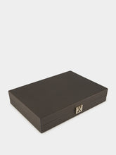 Hector Saxe Paris Anthracite Grey Medium Leather Backgammon Set