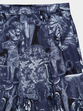 Givenchy Navy Silk Bermuda Shorts with Hubert Objects Print