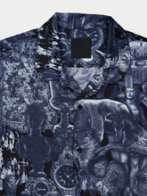 Givenchy Navy Silk Shirt with Hubert Objects Print