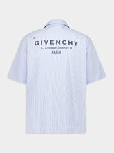 Givenchy Light Blue Striped Cotton Shirt with Stamp