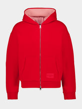 Givenchy Red and Pink Couture Seam Zip Hooded Sweatshirt