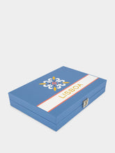 Hector Saxe Paris Blue Lisboa Destination Leather Grained Backgammon